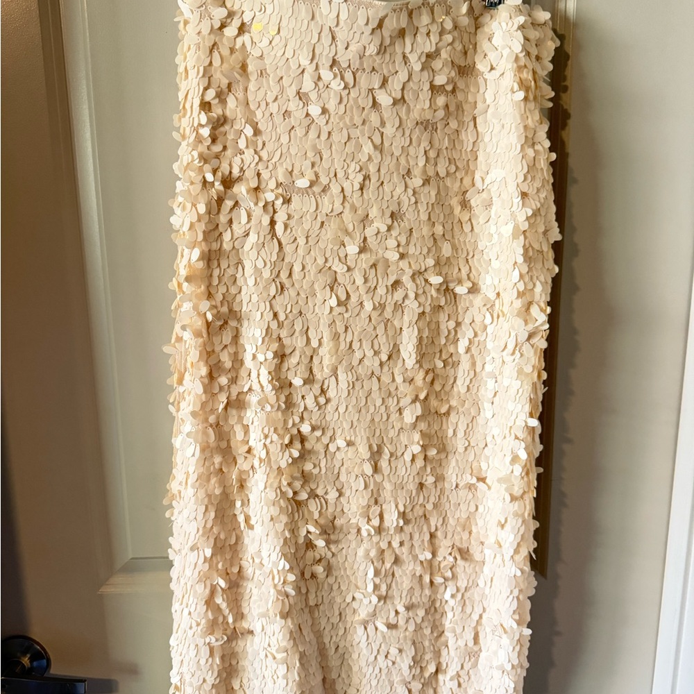 H&M Cream Textured Pencil Skirt